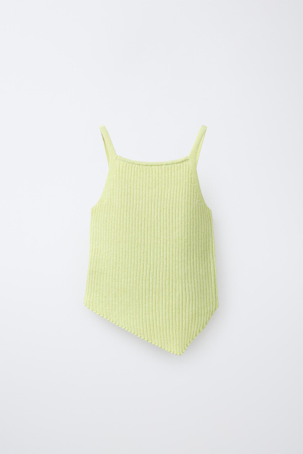 ZARA АСИММЕТРИЧНЫЙ ТОП BRILO, ЛАЙМОВЫЙ