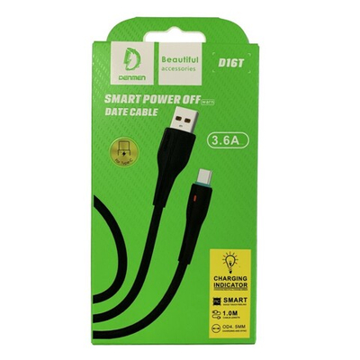 Кабель DENMEN D16T USB-Type-C 3.6A 1м TPE Black