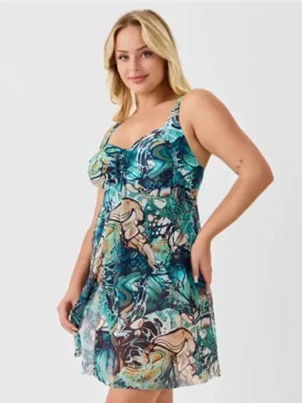 Купальник-платье слитный большой размер