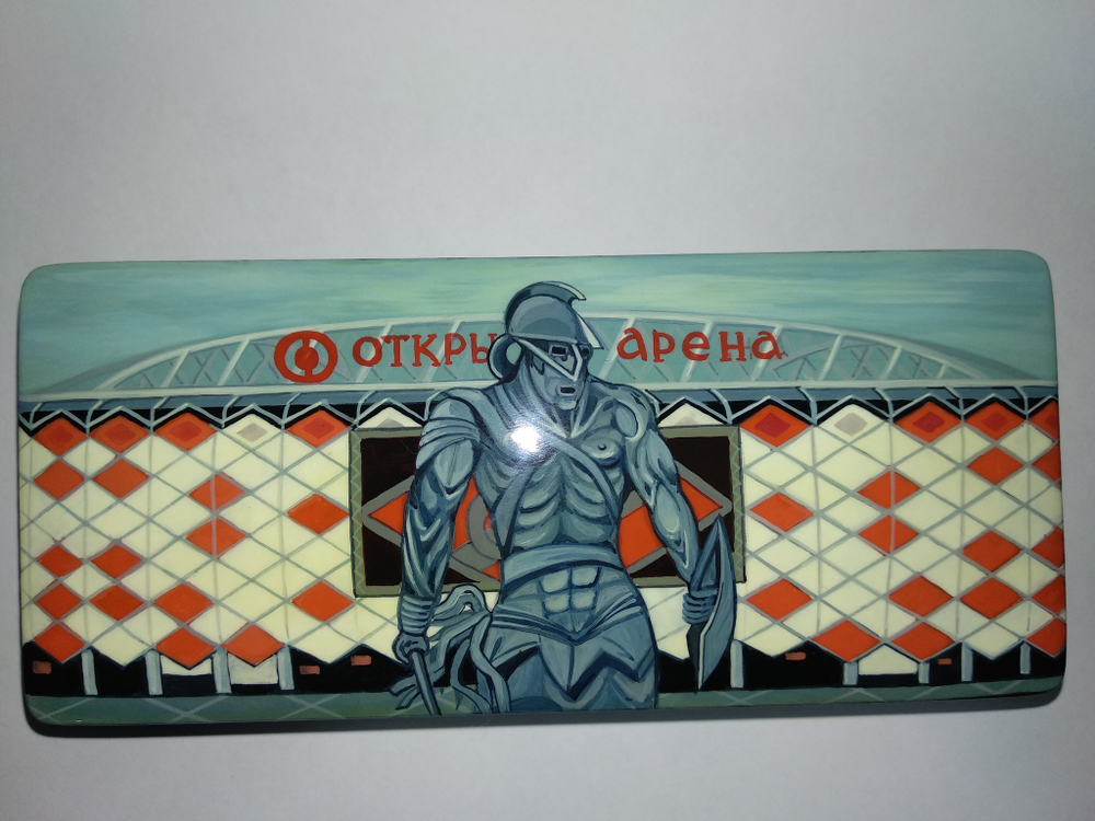 Шкатулка Палех "Стадион в Тушино"