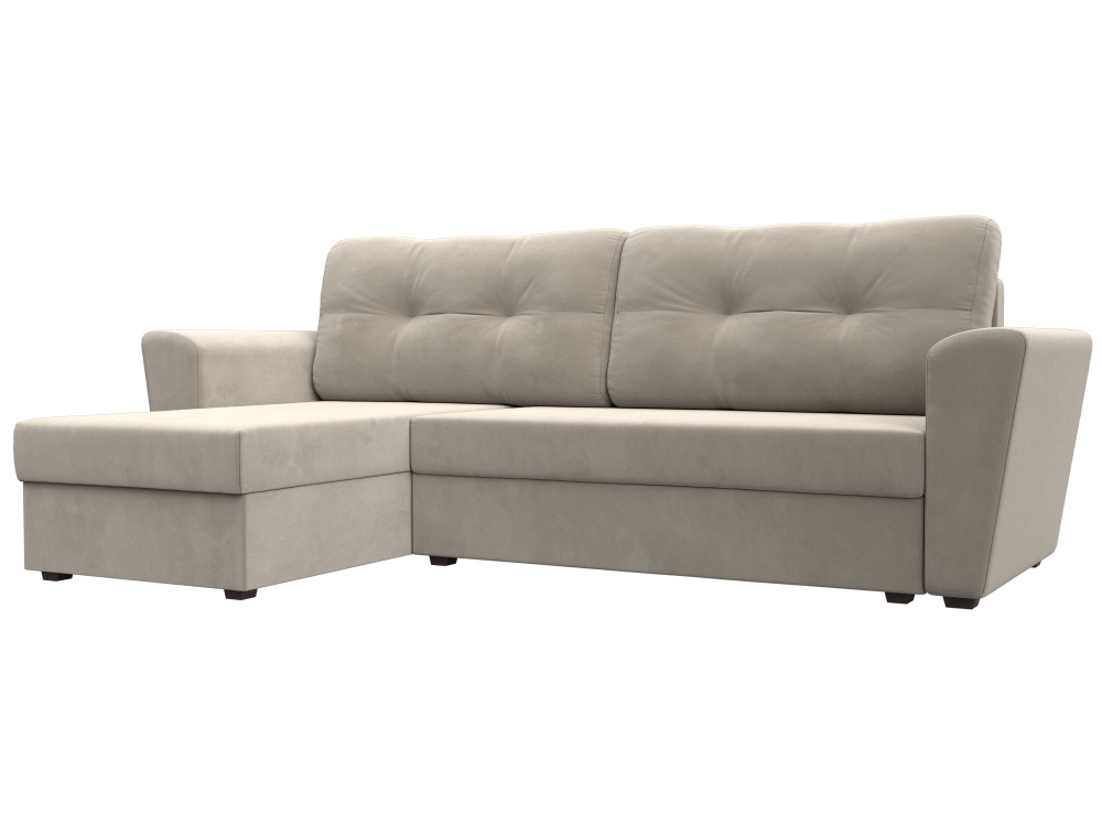 Диван угловой Амстердам Лайт левый угол, Бежевый, Микровельвет, 112456L