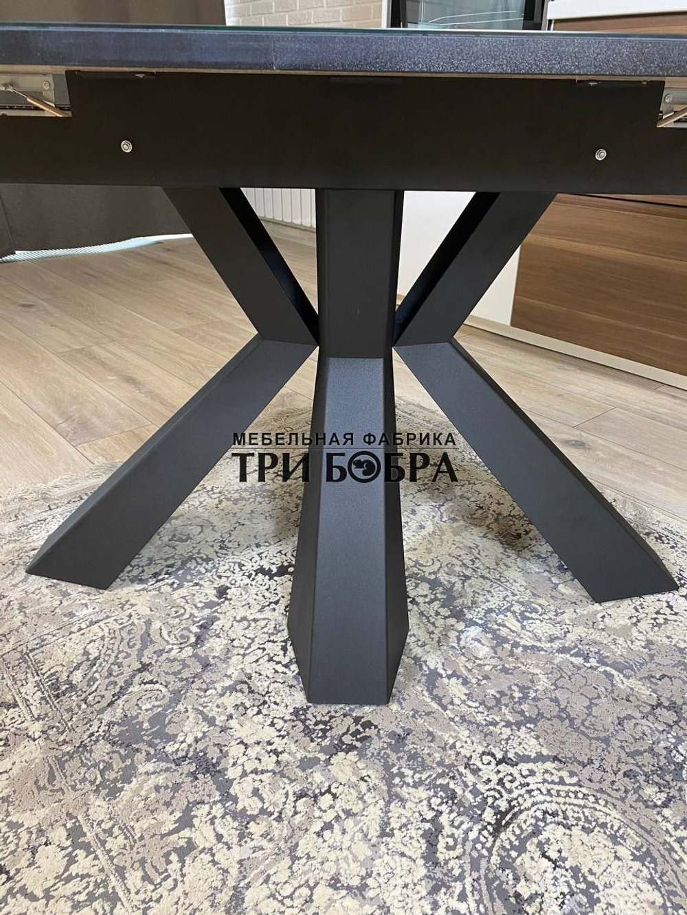 Кухонный раздвижной стол "Спайдер", чёрный мрамор