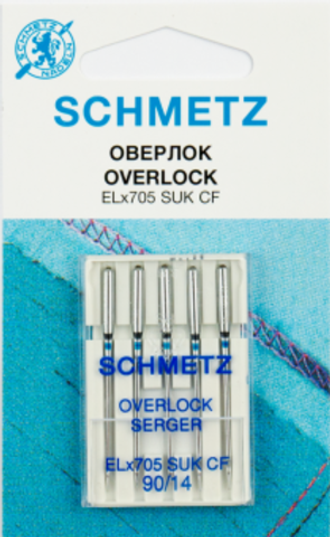 Иглы 9 Schmetz Джерси для плоскошовных машин, хром ELx705 SUK CF №90 5 шт