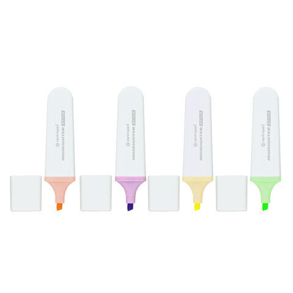 Текстовыделители CENTROPEN "Style" НАБОР 4 ПАСТЕЛЬНЫХ ЦВЕТА, линия 1-4,6 мм, 6252/4, 4 6252 0404