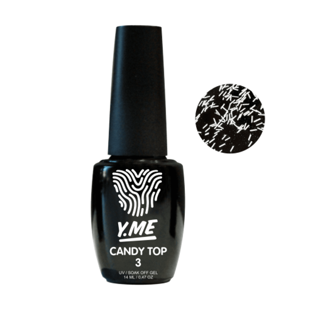 Y.me Top Candy 03 (глянцевый с белыми палочками), 14 мл.