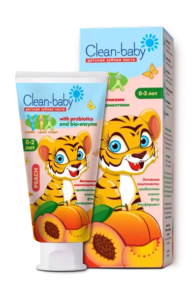 Детская зубная паста Clean-baby 0-2 лет персик, 50мл