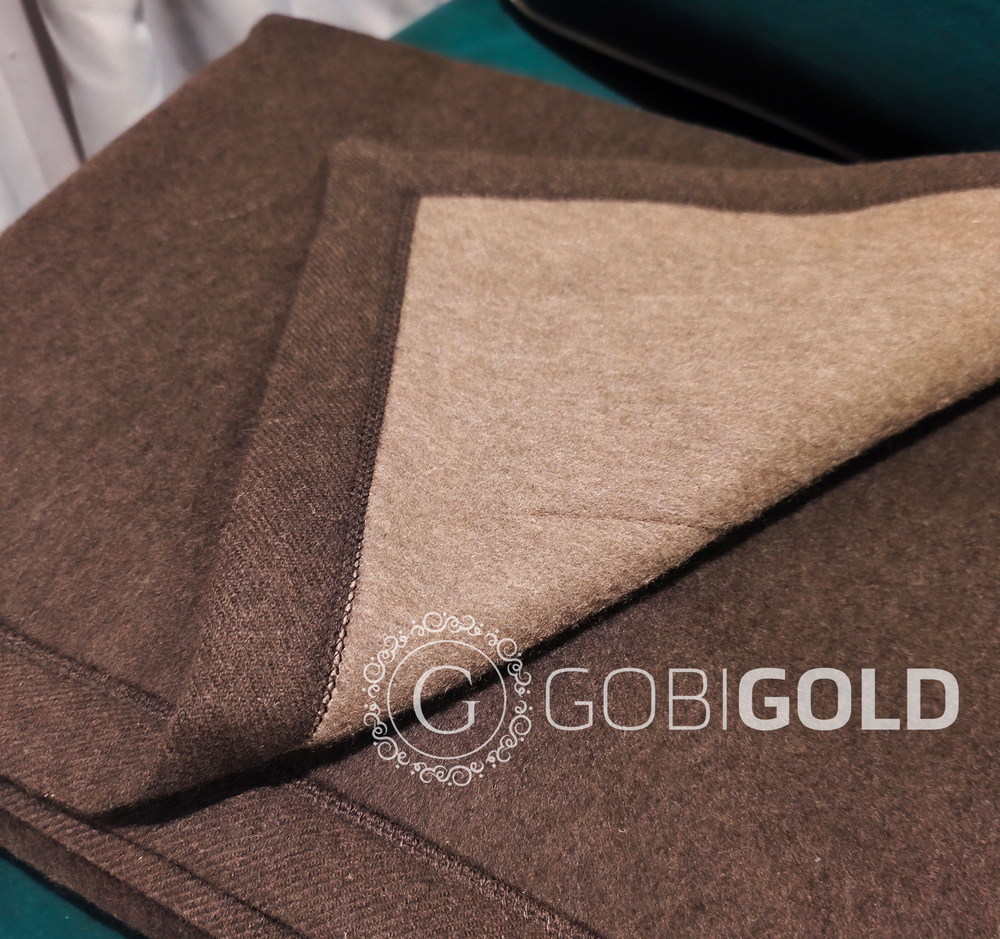 Одеяло тканое из 100% шерсти яка (ERDENET) 150x200 см. - серо-коричневое