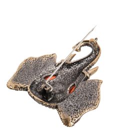 AM-2108 Брошь «Слон Ганеша» (латунь, янтарь)