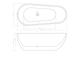 Ванна MIMI170MB акриловая (1700x800x600) отдельностоящая, черная матовая, со сливом-переливом Ceruttispa