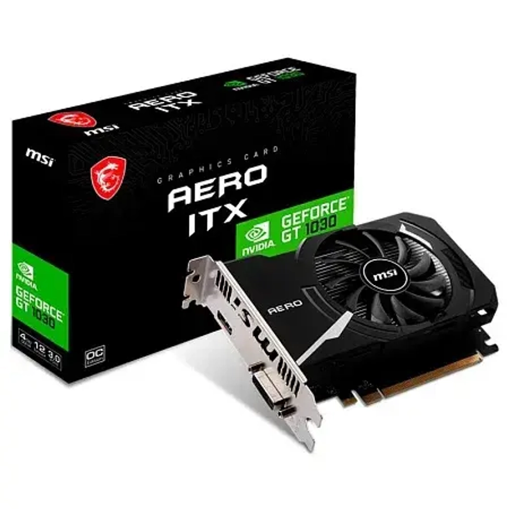 Видеокарта MSI GeForce GT1030 AERO ITX 4GD4 OC 4Gb DDR4 64bit DVI HDMI
