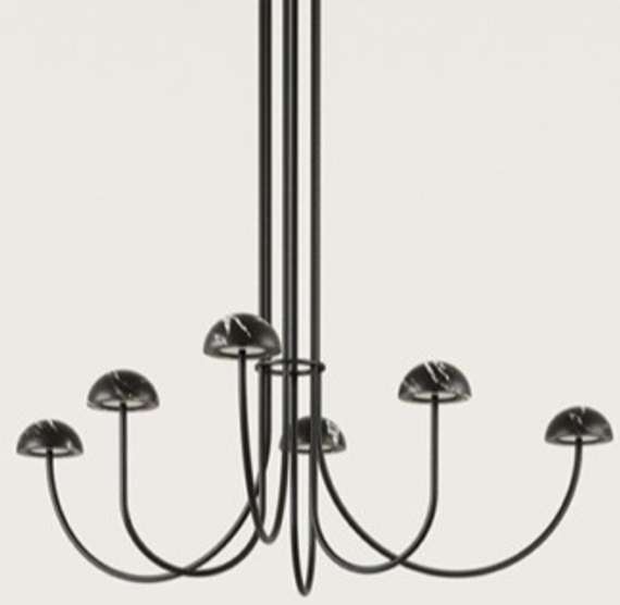 Подвесной светильник Dussa 6L черный металл / черный мрамор