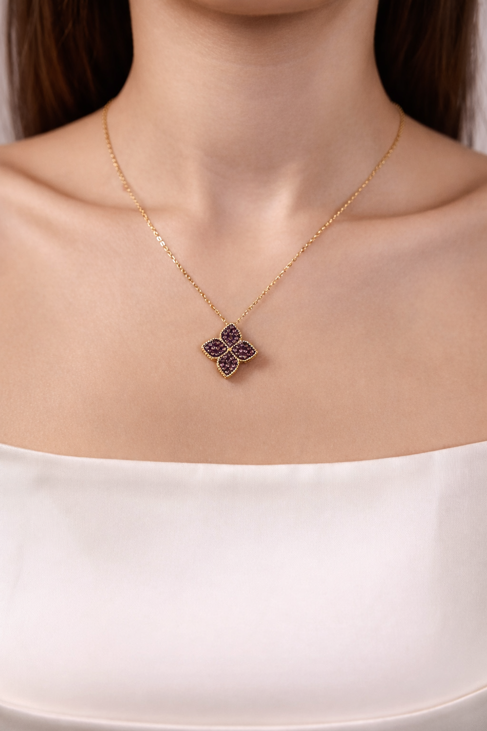 Колье "TRUE FLOWERS" с коньячным цирконием