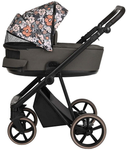 Детская коляска Roan Sol Flowers 3 в 1 с автокреслом Tutis Elo Lux EduSky Black RSF/5003 Forest Clearing/Black