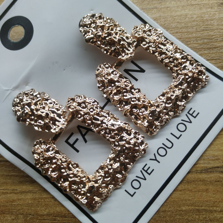 Серьги-гвоздики Gravity Квадратная рамка металл светлый медный