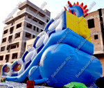 Коммерческий надувной батут-горка "Дракон" 10*5*8 м,без шипов сине-белый
