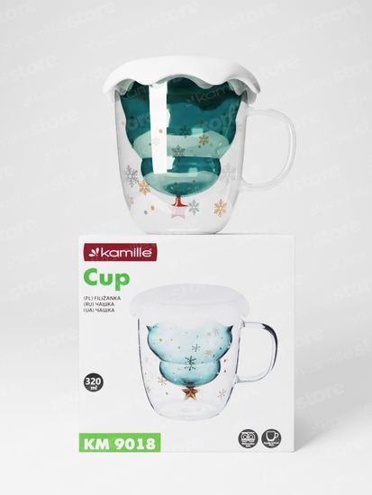 Чашка стеклянная подарочная 320 мл. Kamille KM 9018 с двойными стенками