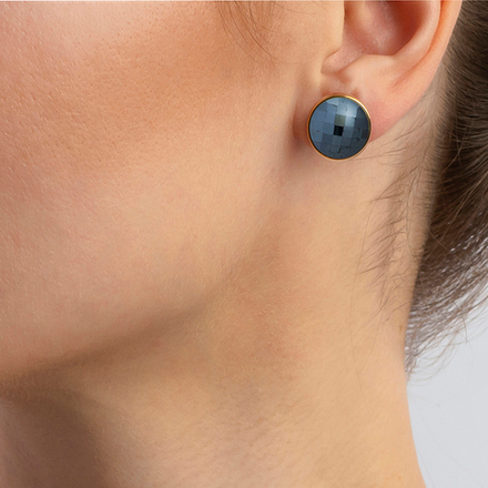 Серьги пусеты Possebon Pearl Black Agate A1184.4 BW/G