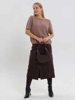 Ажурная футболка с вертикальными полосами