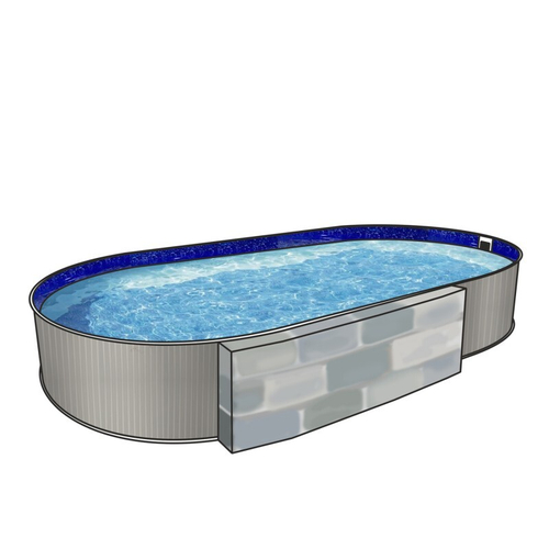 Бассейн овальный Гигабасс ( 3,50 х 2,50 х 1,50)(ПлатинаRAL7024)каркас,скиммер,чашка 0,6мм/ТМ603-06