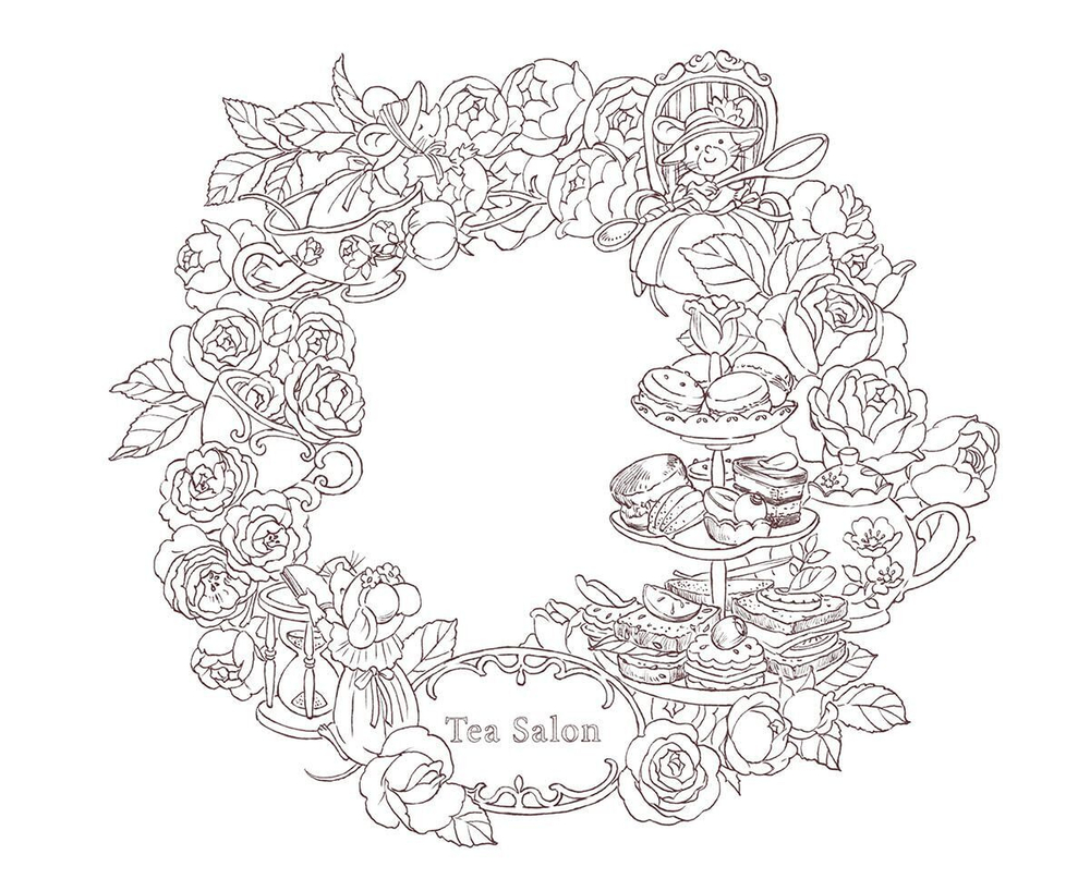 Seasonal Wreaths of plants and friends. Coloring Book