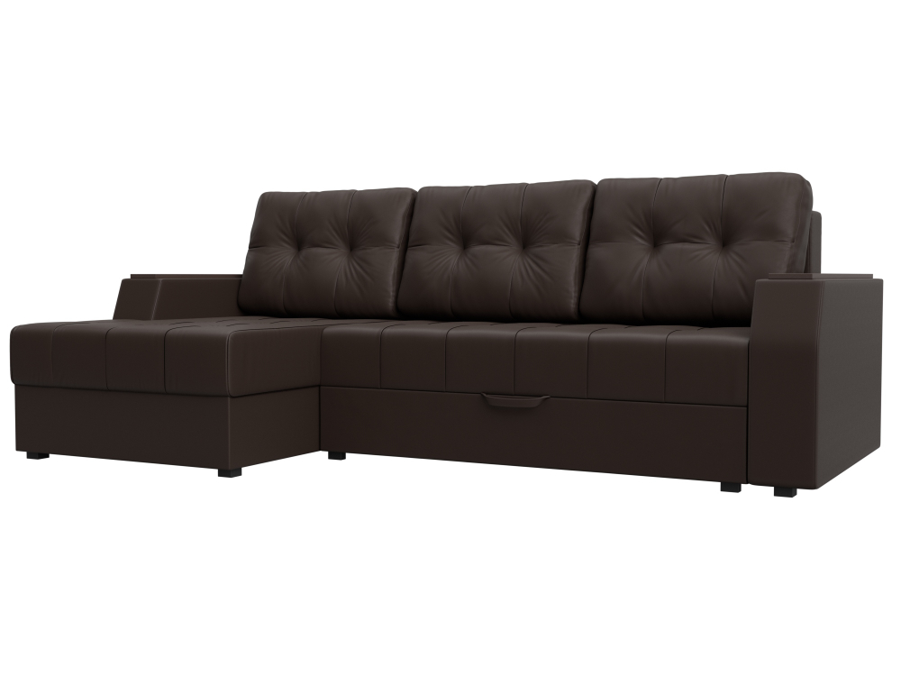 Диван угловой Эмир БС левый угол, Коричневый, Экокожа, 28405L