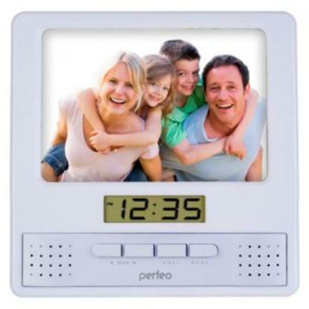 Часы-радио-фоторамка Perfeo "Foto" белый (PF-S6005)