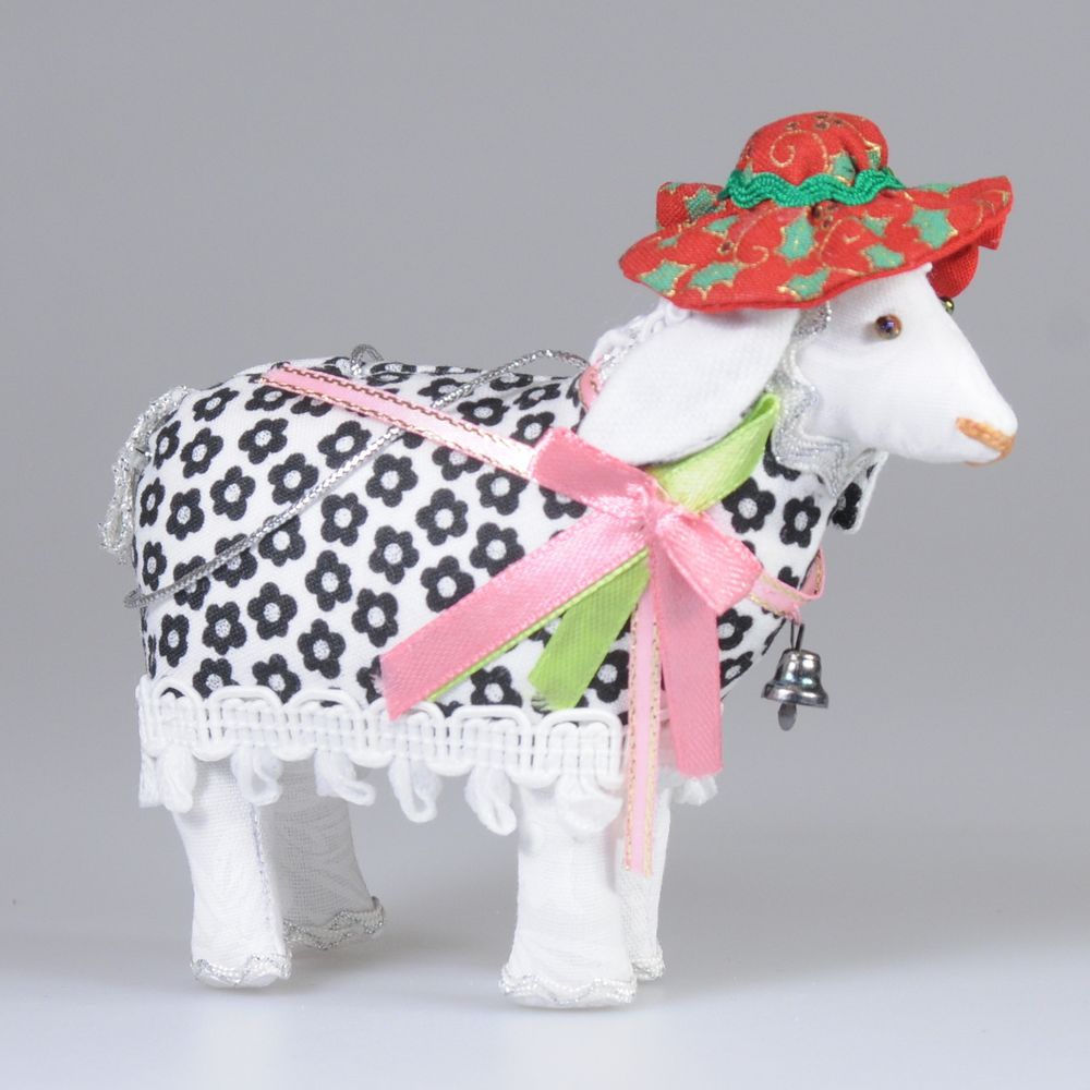 Ёлочная игрушка Овечка в шляпе