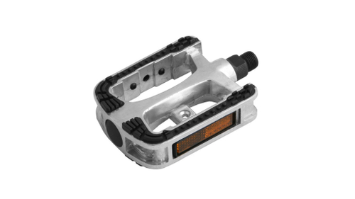 Педали LU-994 Wellgo ось 9/16" со светоотражателями, алюминиевые чёрно-серебристые