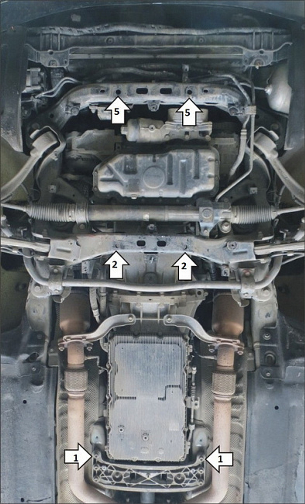 Защита картера Двигателя, КПП. 3 мм, Сталь. для Hyundai Equus 2009-2013, Hyundai Equus 2013-2016 MOTODOR.10903