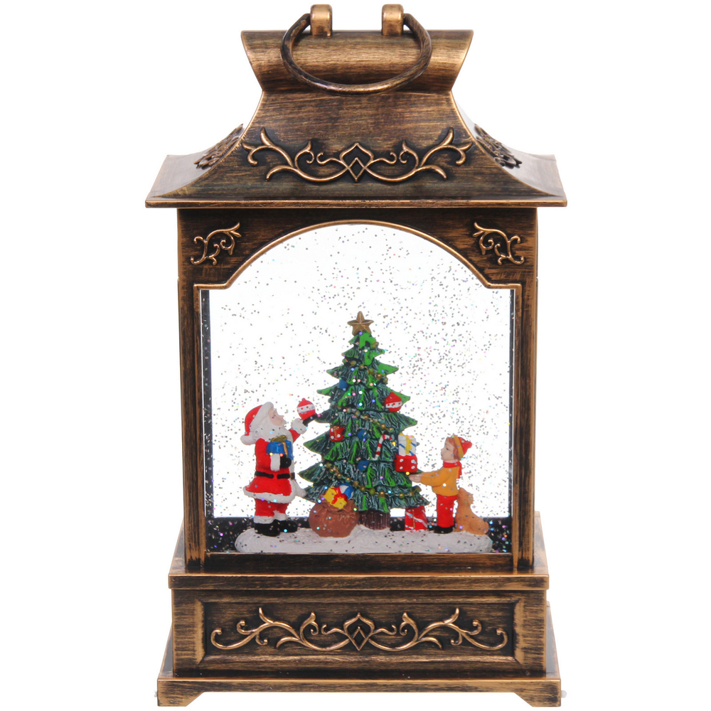 Сувенир с подсветкой «Новогоднее счастье»16.6*8.6*28.6 см, бронза (питание от USB и батареек)