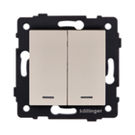 Выключатель 2-клавишный проходной 10А/250В с LED подсветкой, золотой Kollinger REA-S-010GD для Aspekt, Eleganz, Reflex