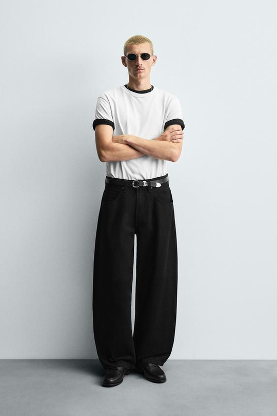 ZARA ДЖИНСЫ BALLOON FIT, ЧЕРНЫЙ