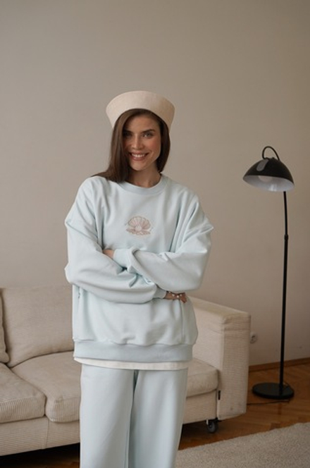 Свитшот Ритм пр. с вышивкой для бер. и кор. мам, Голубой