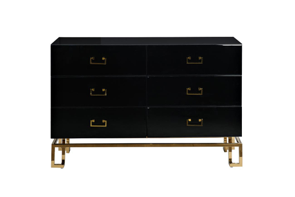 Комод с ящиками 82x42x120см Garda Decor черный с золотой фурнитурой