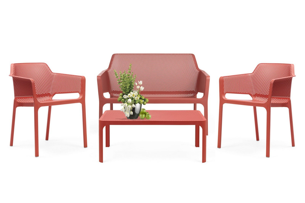 Комплект пластиковой мебели Nardi Net, коралловый