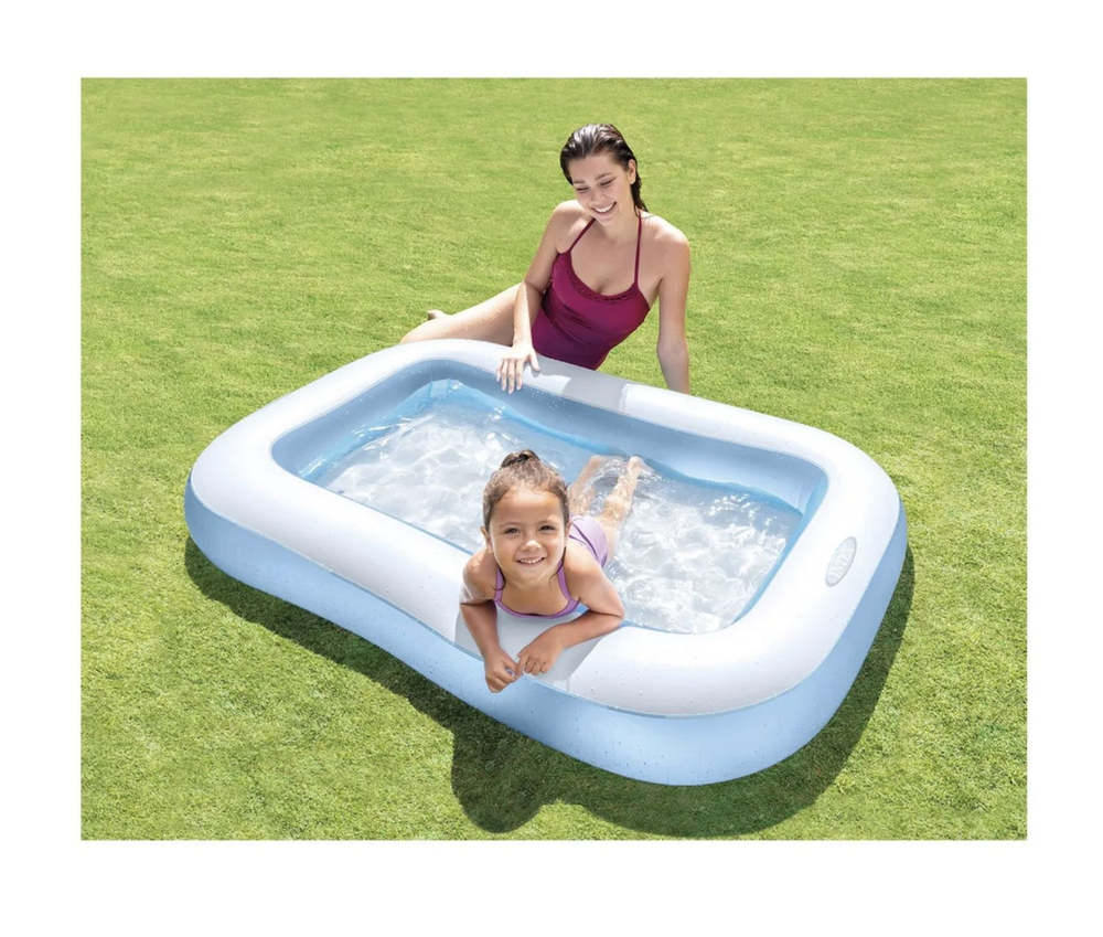 Бассейн надувной Intex 57403 Rectangular Pool 166х100х28 см / Прямоугольный многосекционный бассейн Интекс с надувным дном для дачи