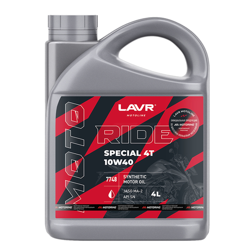 Моторное масло LAVR MOTO RIDE SPECIAL 4Т 10W40 SN, 4 л LN7748