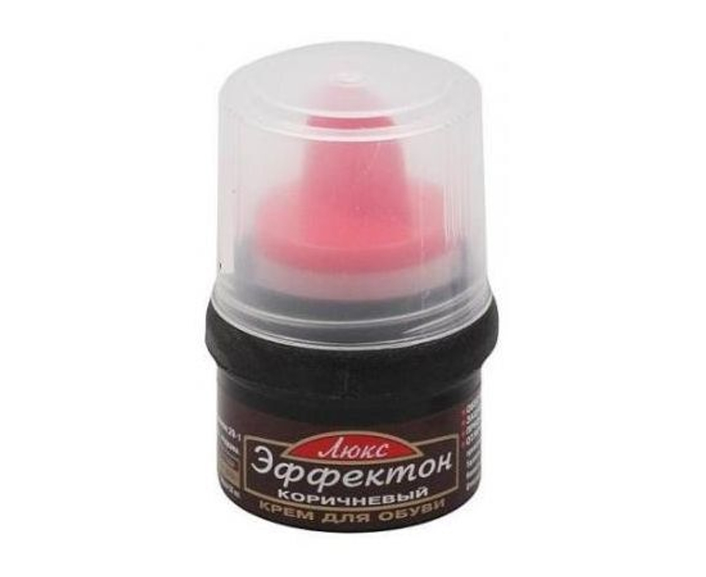 Крем для обуви ЭФФЕКТОН люкс 50мл с губкой коричневый