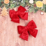 Бант на ёлку «Велюровый стиль» 12*15 см (набор 2 шт), красный