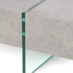 Журнальный стол Beton 119х119 см, стекло закалённое, фибробетон