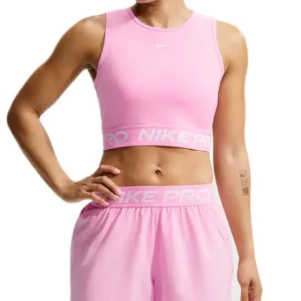 Топ теннисный Nike Pro Dri-Fit Cropped - pink rise/white