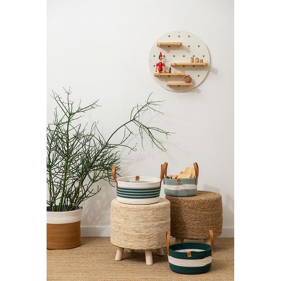 Корзина для хранения helly D28х14 см, бежевая/зеленая