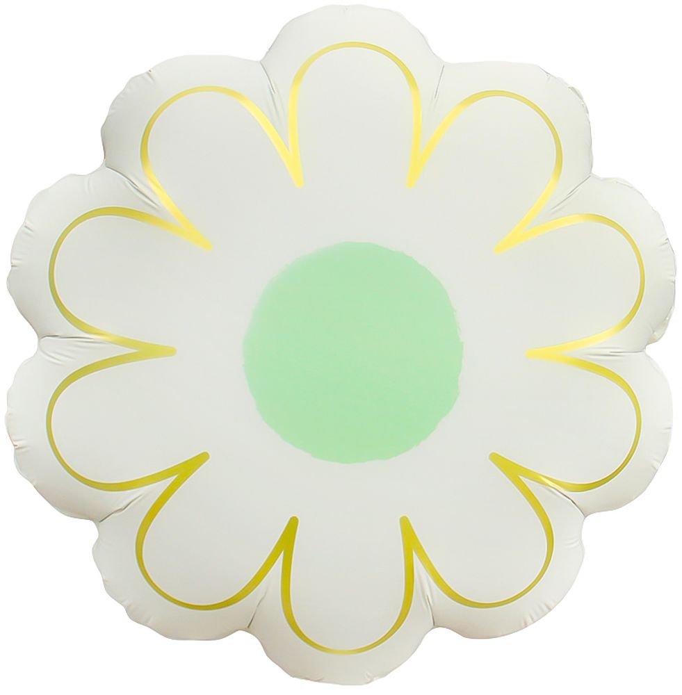 Шар (21&#39;&#39;/53 см) Цветок, Ромашка, Золотые лепестки, Кремовый, Сатин, 1 шт.