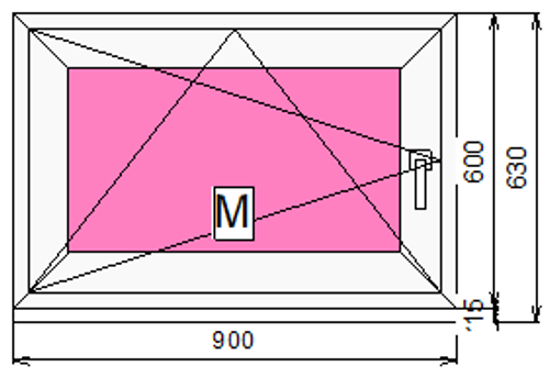 Пластиковое окно 600 х 900 ТермА Эко с поворотно - откидной створкой + Москитная сетка