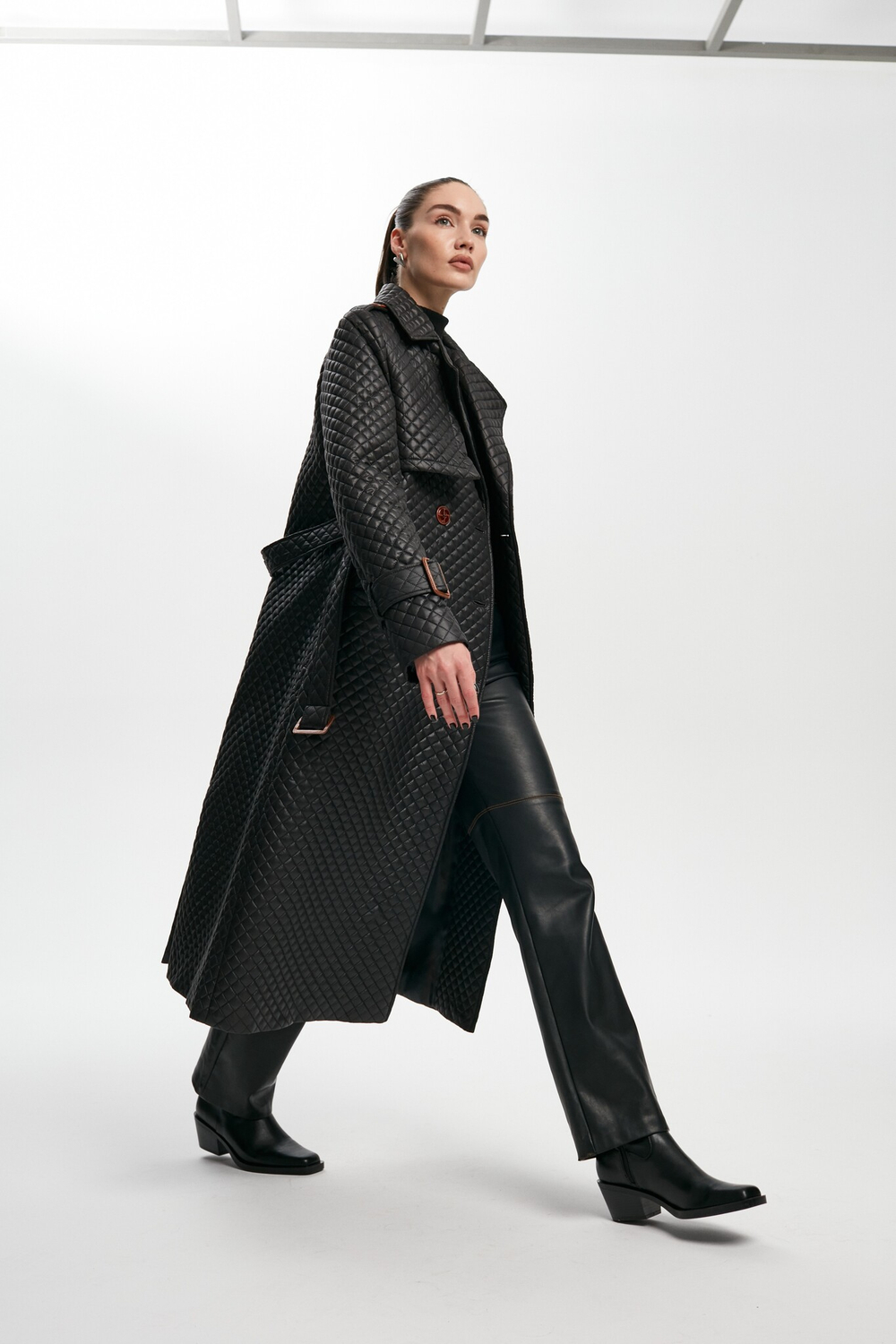 Тренч стеганый черный осень old