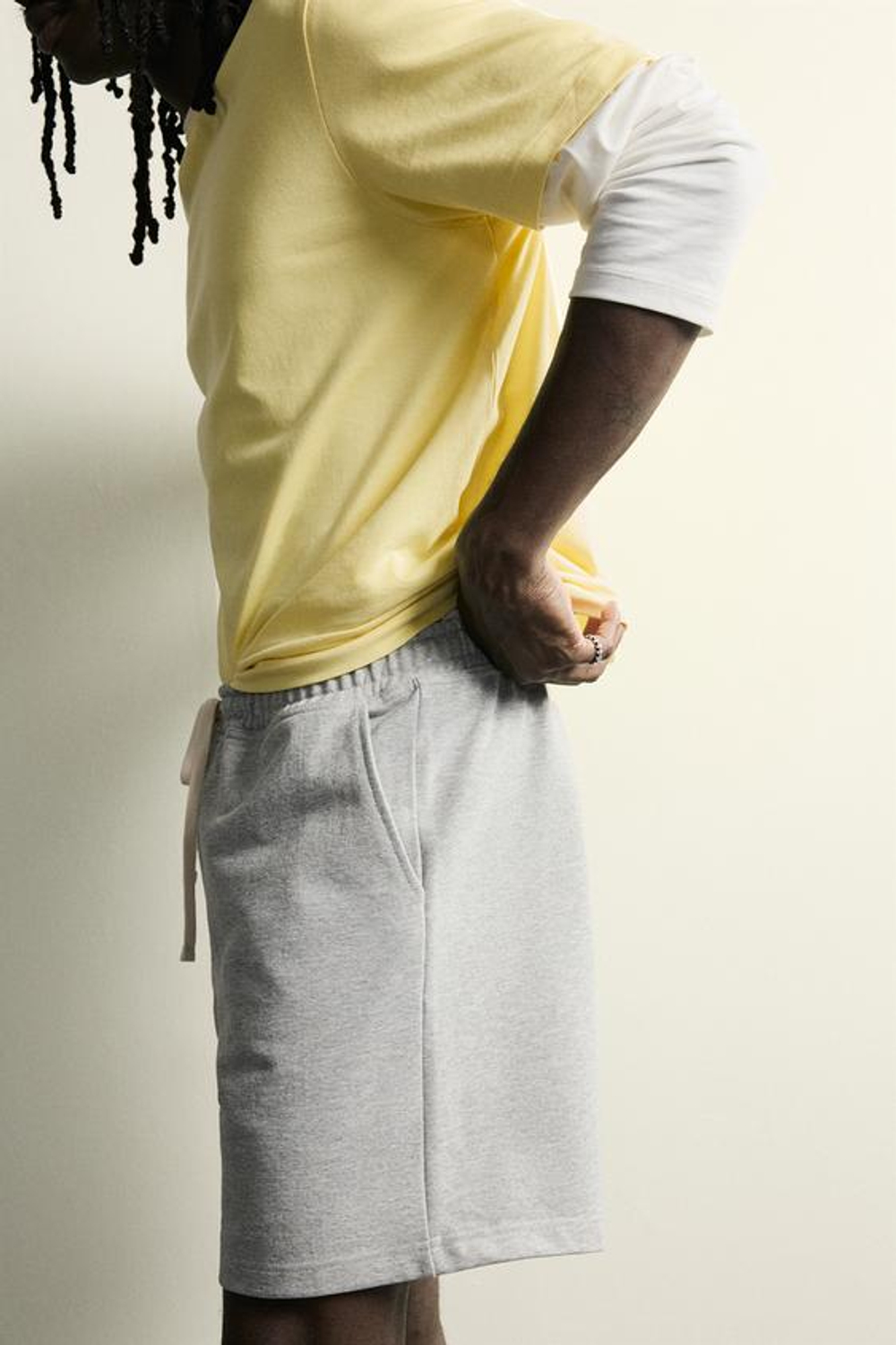 ZARA СПОРТИВНЫЕ ШОРТЫ RELAXED FIT, СЕРЫЙ МЕЛАНЖ