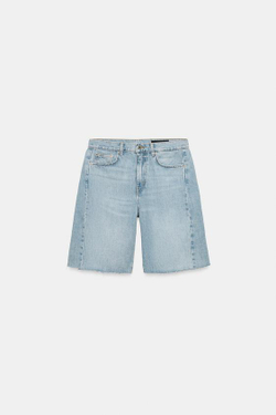 ZARA ДЖИНСОВЫЕ ШОРТЫ RELAXED СО СРЕДНЕЙ ПОСАДКОЙ — ZW COLLECTION, ЛИНЯЛЫЙ СИНИЙ