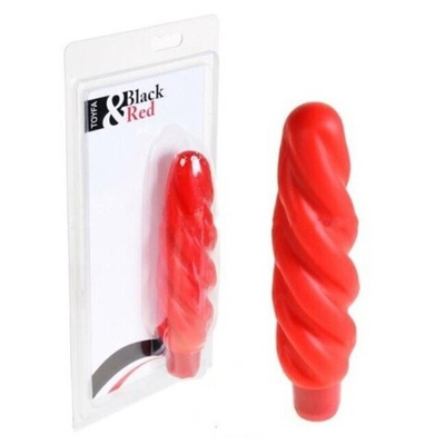 Водонепроницаемый красный силиконовый вибратор Black & Red (Цвет: красный)