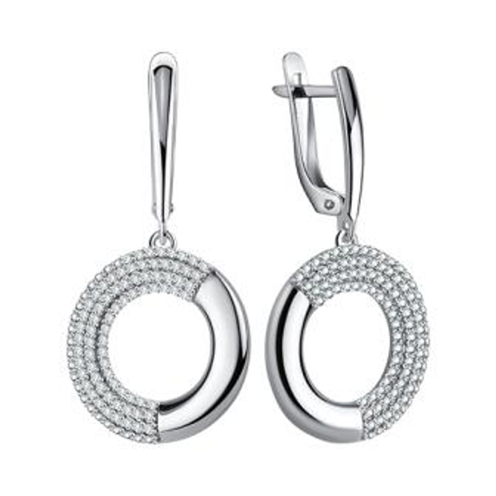 Серьги из серебра с фианитами