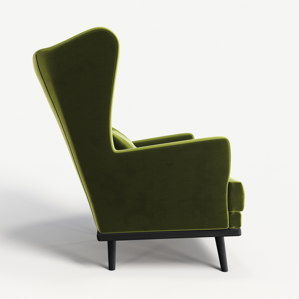 Мягкое кресло с ушами Фантазёр Z-8 (Зеленый 29) на высоких ножках, для отдыха и чтения книг. В гостиную, балкон, спальню и переговорную комнату.